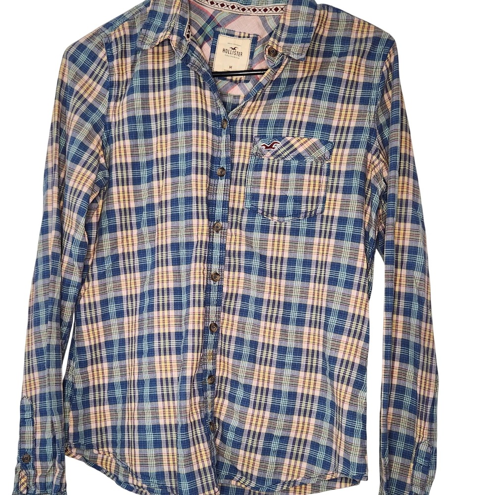 Y2k Vintage Hollister Plaid collared button down‎ size medium preppy